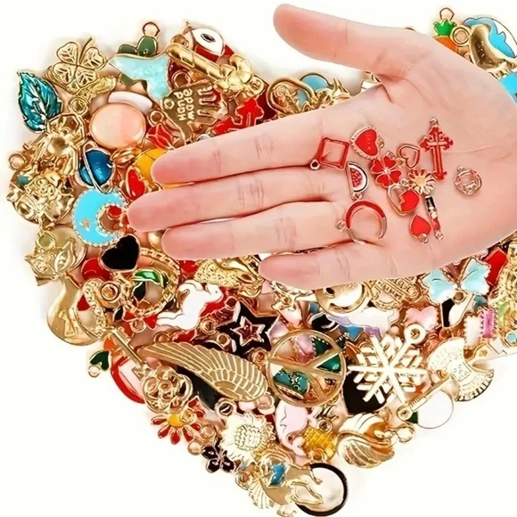 🔴 5 for $10 ONE Heart MADE with LOVE Charm Pendant for Jewelry Making - Picture 3 of 9